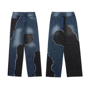 Men's Jeans Summer Personality Worn Out Into Old Baggy Street Hip Hop Straight Pants