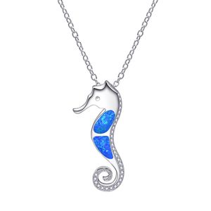2023 Hot Selling 925 Silver i Europa och USA, ny typ av magisk färg Aobao kvinnors halsband, Blue Seahorse Gem