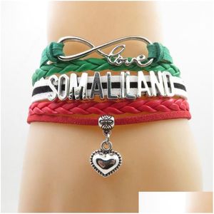 Charm Bracelets Infinity Love Somaliland Bracelet Flag Heart Leather Wrap Bangles For Woman And Man Drop Delivery Jewelry Dhz1I