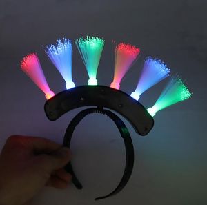 Light Up Flashing Fiber Optic Headbands LED Head Boppers Birthday Rave Party Atmosphere Glowing Supplies Luminous Costume Headwear SN6237