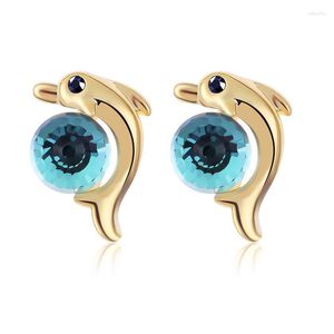 Stud Earrings ER-00347 Austrian Crystal Gold Plated Dolphins For Women Trending Products 2023 Valentine's Day Gifts