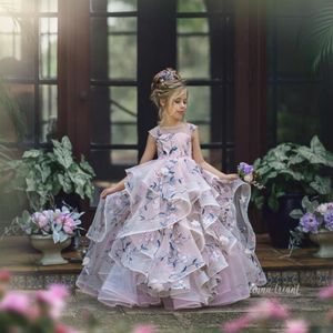 Радужная цветочная девушка платья драгоценностями шнуров