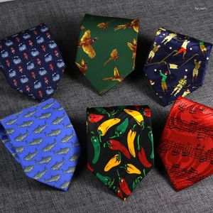 Bow Ties 10cm Mens Wide Tie Dance Cartoon Music Bird Mönster Vävt Jacquard Stora slipsväv Corbatas Vestidos Cravat Neck