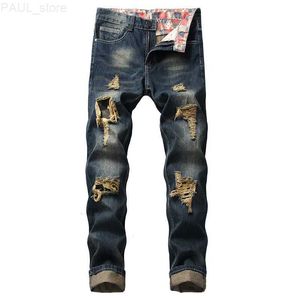 Men's Mens Jeans Men Holes Denim Destroyed Regular Fit Long Pants Scratched Biker Brand Fashion Drop Large Size For Man 221123 L230724