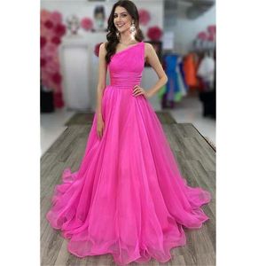 Pink Orange Ruffles Tulle Evening Party Dresses One Shoulder Tiersed Plus Size Prom Dresses 2023 A Line Special Endast GOWNS257B