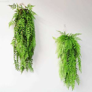 Decorative Objects Figurines Artificial Hanging Plants Fake Boston Ferns Vine Plastic Leaves Plants Xmas Wall Hanging For Home Christmas Party Patio Decor L230724