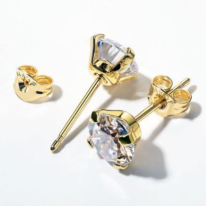 Złote stalowe złoto srebrne kolczyki kołki 3-7mm 4 pazurów mrożone z sześciennych cyrkonu kryształowe kolczyki dla kobiet dziewczyna biżuteria ślubna pierścień uszy hurt