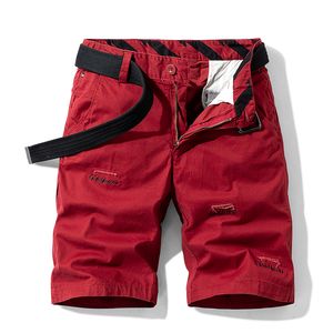 5 Colors Summer Casual Straight Cotton Shorts Classic Fashion All-match Short Pants Khaki Cargo Shorts Male Brand Red Green