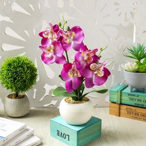 Decorative Flowers Artificial Butterfly Orchid Flower Bonsai Christmas Halloween Home Bedroom Living Room Decor Fake Plants Party Supplies