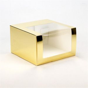 Presentförpackning 100 st/mycket lyxguld Kraftpapper med PVC Window Party Box Wholesale Hats Packing Boxes 195 120mm