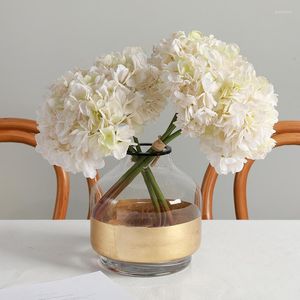 Decorative Flowers Hand-tie American Charcoal Edge Hydrangea Props Simulation Fake Flower Bouquet Living Room Home Decoration Artificial