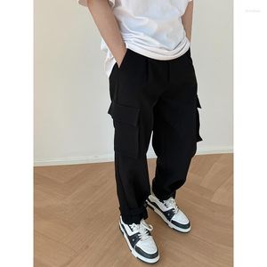 Männer Hosen SYUHGFA Koreanische Streetwear Fashion Casual Cargo 2023 Herbst Lose Overalls Einfarbig Taschen Hosen