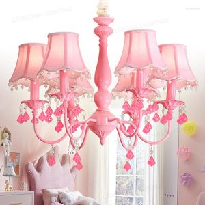 Lampadari Camera dei bambini Rosa Ragazza Camera da letto Principessa Personalità Lampadario Americano Pastorale Creativo Decorazione domestica calda e romantica