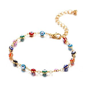 Cavigliere Bohemian Colorf Evil Eye Perline per le donne Oro Sier Colore Estate Ocean Beach Bracciale alla caviglia Piede Gamba Catena di gioielli Drop Deliver Dhunr