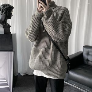 Męskie swetry 2023 Winter Hongkong Style Turtleeck SWEAT SWEAT Casual Trend Kreska wełniana wełniana koszula