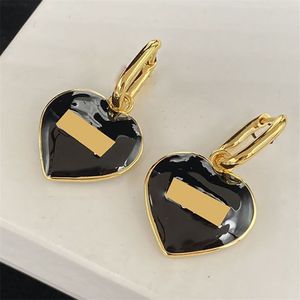 Designer Gold Earring New Thick Ring Chic Charm Black Advanced Heart Love Eardrop with Gold Border Women Birthday Party Earrings