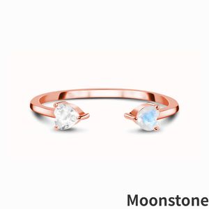 2023 Hot Selling S925 na Europa e nos Estados Unidos Moda ligeiramente incrustada Moonlight Stone Rose Gold Gold Stone Incluste Openring