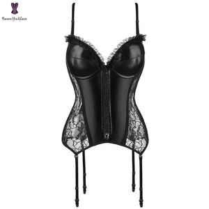 Bras Women Gothic Underwear Black Floral Bra Strap Push Up Synthetic Leather Sexy Lingerie Steampunk Corsets and Bustiers