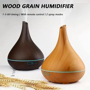 1pc Air Humidifier, Wooden Grain Humidifers, Essential Oil Diffuser Aroma Diffuser With Colorful Night Lights, Remote Control, Timing Function