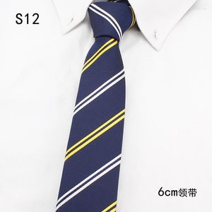 Bow Ties Vintage Navy Yellow Striped Men Slim Paisley 6cm Hombre smala slipsar Plaid Neckwear Tie Polyester Wholesale