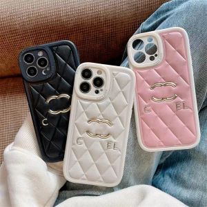 Luxury Caviars Leather Designer Phonecase Diamond Mönster Telefonfodral för 14 Pro Max 11 12 13 Promax guldbokstäver Telefoner täcker rosa