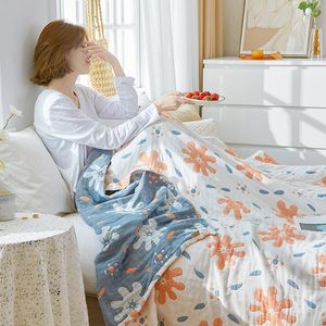 Filtar japansk stil gasväv handduk filt bomull enda dubbel täcke sommar tunna barn