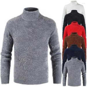 Men's Sweaters Autumn Winter Turtleneck Elastic Thick Solid Color Soft Sweater Slim Fit Knitted Pullovers Clothing