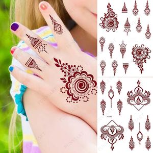 Brown henna tatuering klistermärke för barn vattentäta tillfälliga tatueringar liten storlek mehndi falsk tatuering för hand flicka ärm kroppskonst