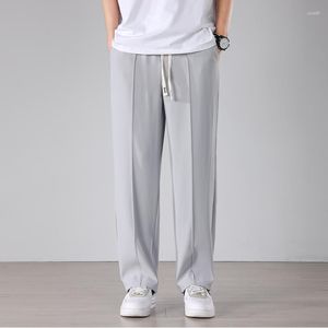 Pantaloni da uomo 2023 Four Seasons Casual Tinta unita Dritto Baggy Drape Pantaloni a gamba larga di marca Uomo Nero Bianco Beige