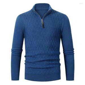 Maglioni da uomo stile primavera e autunno mezzo collo alto maglione con cerniera maglieria manica lunga fondo superiore all'ingrosso