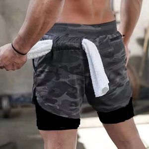 Gym Running Shorts For Men Camo 2 In 1 Double-deck Quick Dry Sport Short Fitness Jogging Workout Crossfit Training Pants Male