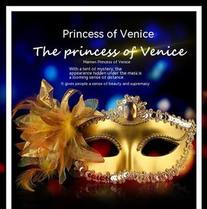 Maschera veneziana di diamanti sexy Fiore di piume veneziane Matrimonio Carnevale Festa di vestirsi Ball Show Maschera da donna Halloween Natale