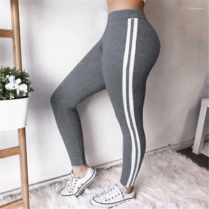 Damen Leggings 2023 Klassische gestreifte Baumwolle Frauen Grau Große Größe Casual Sport Gym Push Up Leggins Mujer Hollow Out Slim Hosen XXXL