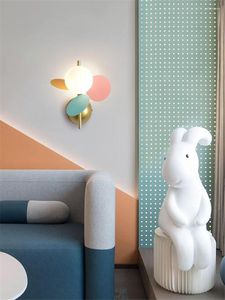 Wall Lamps Nordic Colored Ball Glass Children's Bedroom Bedside Lamp Modern El Aisle Corridor Decorative Sconces Lights