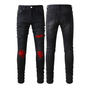 jeans designer märke jeans mens jeans mid zipper flue 2023new män jeans hål ljus blå mörk lång rak hål high street denim blyerts byxor lös