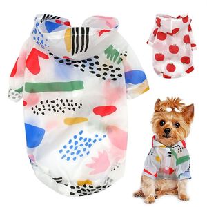 犬のレインコートサン - 服を着る夏の日焼け防止フーディー小ペットのための小さなプリントポンチョ子犬猫服犬コート277n