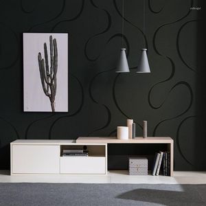 Wallpapers Modern Minimalist Dark Gray Black Wave Pattern Wallpaper Living Room Bedroom TV Sofa Background Wall Light Luxury Papier Peint