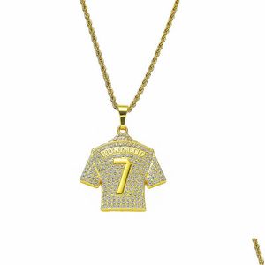 Pendant Necklaces Hip Hop Designer Fashion Gold Plated Crystals Football Jersey Necklace 75Cm Drop Delivery Jewelry Pendants Dhnkh