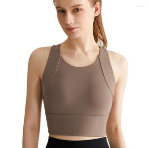 Yoga-Outfit, Spandex-Sport-BH, für Damen, Fitnessstudio, hohe Wirkung, integriertes, gepolstertes Crop-Tank-Top, Fitness, sportliche Unterwäsche, kabellose Sommer-Tops