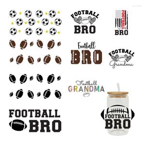 Window Stickers UV DTF Transfer Sticker Football For The 16oz Libbey Glasses Wraps Bottles Cup Can DIY Waterproof Easy To Custom Decals D525