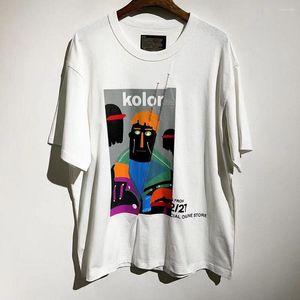 Erkekler Tişörtleri 2023SS Kolor Baskı Büyük Boy T-Shirt Sıradan Grafik Y2K Tees Mahsul Üst Sokak Giyim Kadın Giysileri
