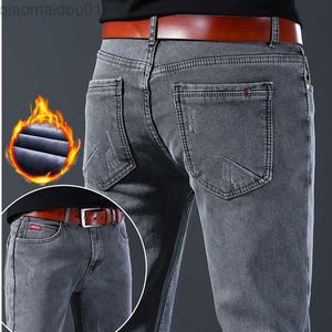 Мужские джинсы Новые мужские стройные джинсы флисовые джинсы флисовый зимний классический стиль.