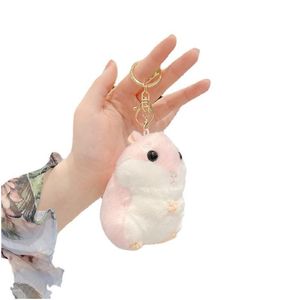 Keychains Lanyards Fashion Cute Mini Cartoon Portable Hamster Plush Doll Pendant Keychain Mouse Keyring Toy School Bag Accessories 10Cm Dr