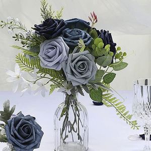 Dekorative Blumen, 1 Set, simulierte Rosen, kein Gießen, realistisches Valentinstagsgeschenk, 25 farbblockierte falsche Rosen mit Box, Partyzubehör