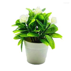 Decorative Flowers Artificial Plants Potted Fake Small Bonsai Green Leaves For Home Desk Office Desktop Decoration