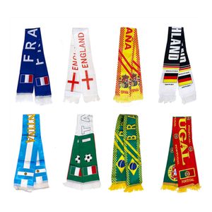 Sarongs Almanya İtalya İngiltere İspanya Brezilya Fransa Saten Polyester Futbol Eşarpları SXWC01 230721