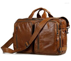 Pastas Nesitu Highend A4 Vintage Brown Top Grain Couro Genuíno Maleta Portfolio Mensageiro Bolsa Viagem de Negócios 7014