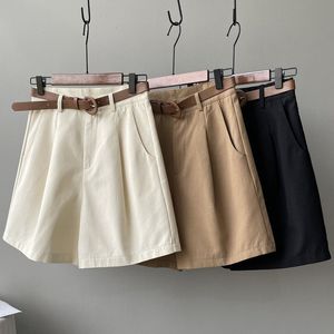 Damskie spodenki Mexzt Pure Cotton Shorts Women Wysoka talia szeroka noga Kuit linii Karty