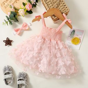 Yeni Yaz Toddler Bebek Kız Elbise Yay Askı Elbisesi Bebek Moda Sevimli Bow-Papes Prenses Fluffy Etek