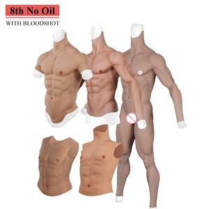 Forma de peito Crossdressing Masculino Fake Muscle Suit Full Body Fake Man Muscles Falso Peito de Silicone Fatos de Cosplay Próteses de Silicone Calças 230724